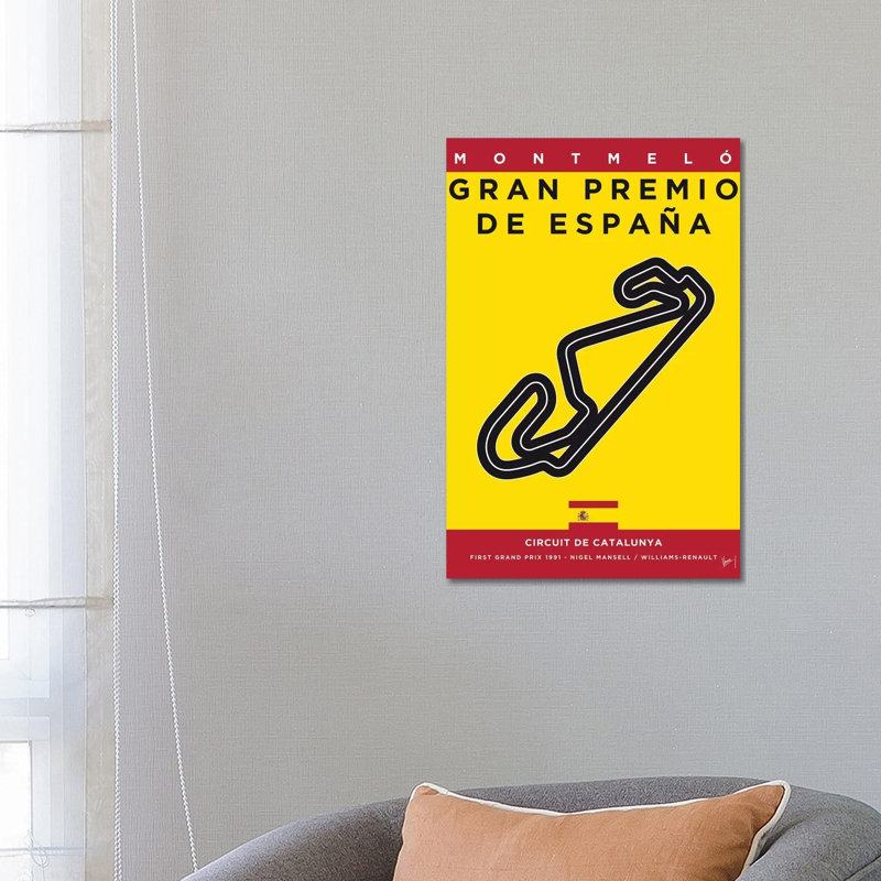 F1 Catalunya Race Track Minimal Poster by Chungkong - Wrapped Canvas Print, 66.04 cm H x 45.72 cm W x 1.91 cm D