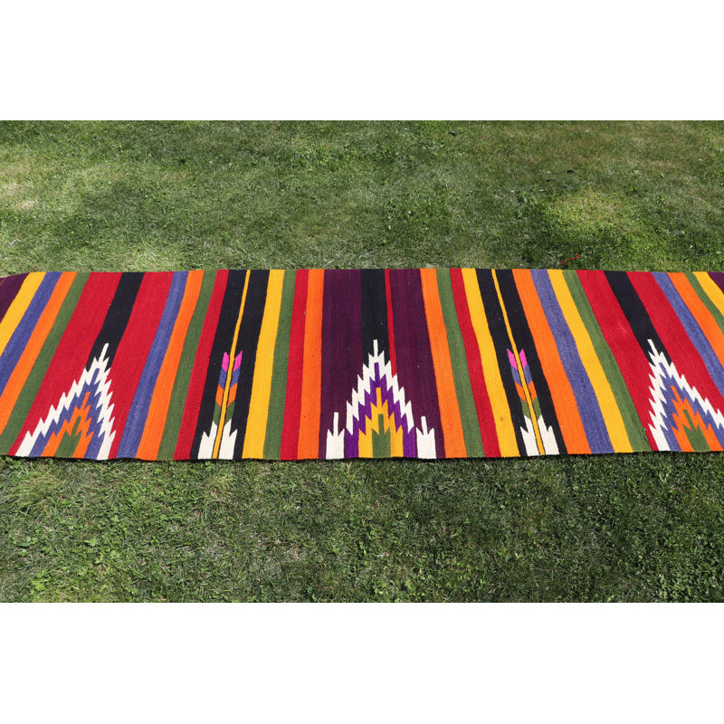 Tapis turc vintage fait à la main en mauve pour escalier et décoration de cuisine