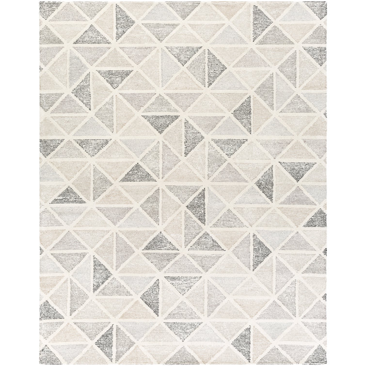 Melody Hand Tufted Wool Geometric Area Rug in Black/Charcoal