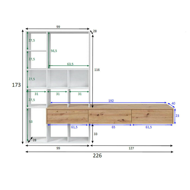 Bearden Unfinished Floating Entertainment Centre