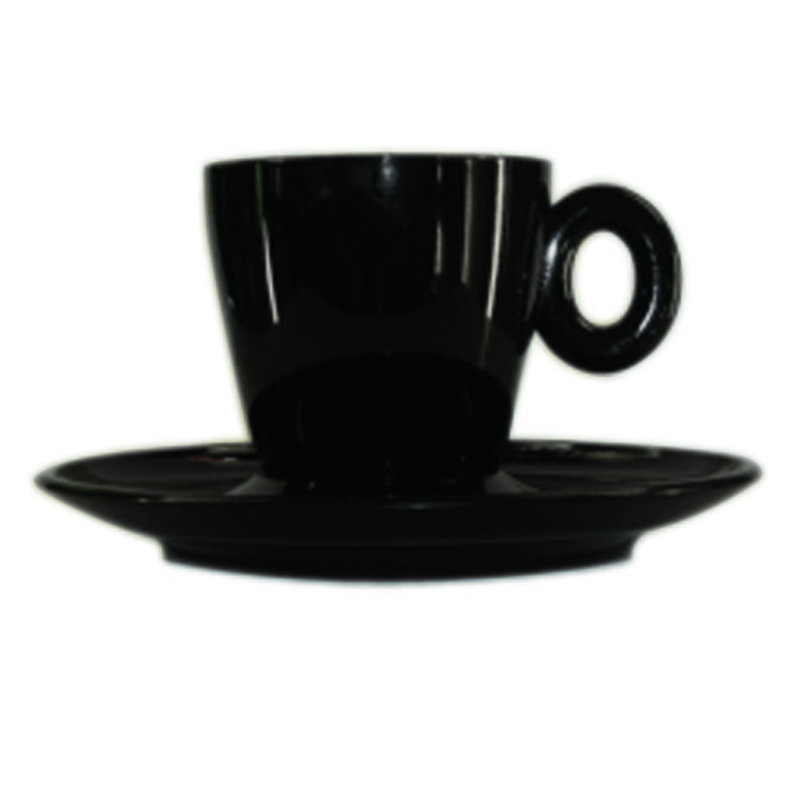 Tasse à espresso en polycarbonate avec soucoupe - 6 pièces - , Noir, noir, noir, noir