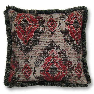 Coussin décoratif carré jacquard Toscane en bois de cerisier