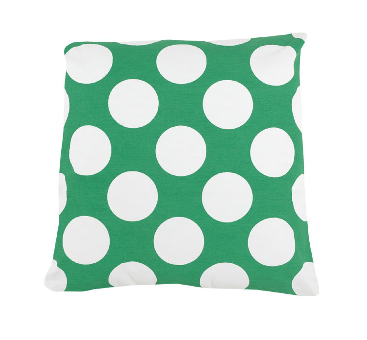 Rosemary Polka Dots Cotton Reversible Throw Pillow, Green