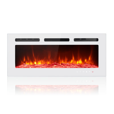 40" Black 3-in-1 Electric Fireplace Heater, 12 Color Flame with Breathing Flame