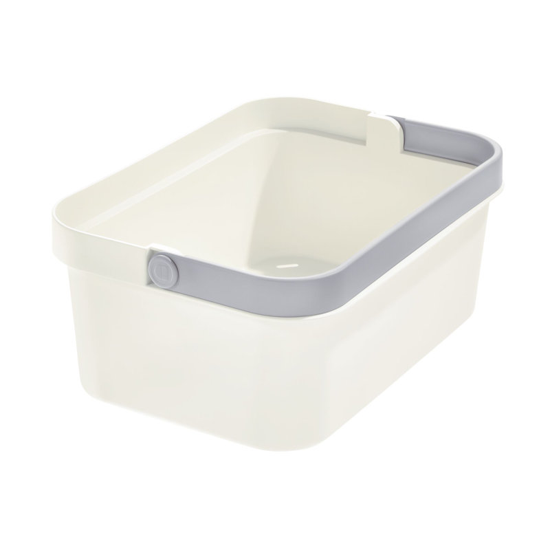 iDesign Plastic Large Storage Tote with Handle, BPA-Free, the Eco Bin Collection, Coconut/Flint