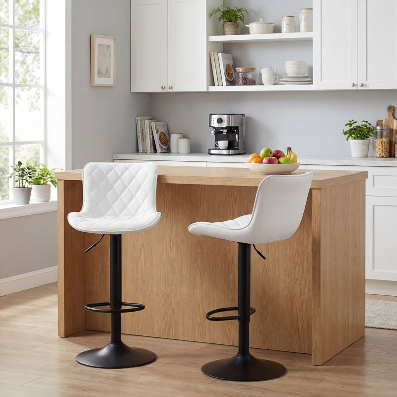 Tabouret de bar Denan, Blanc, 2