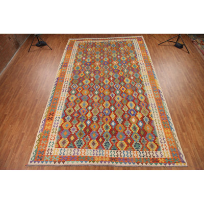 Geometric Kilim Wool Large Rug 10x16