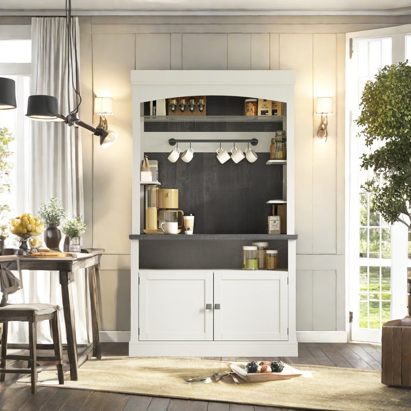 Armoire à café avec rangement, armoire à café 72 po avec DEL