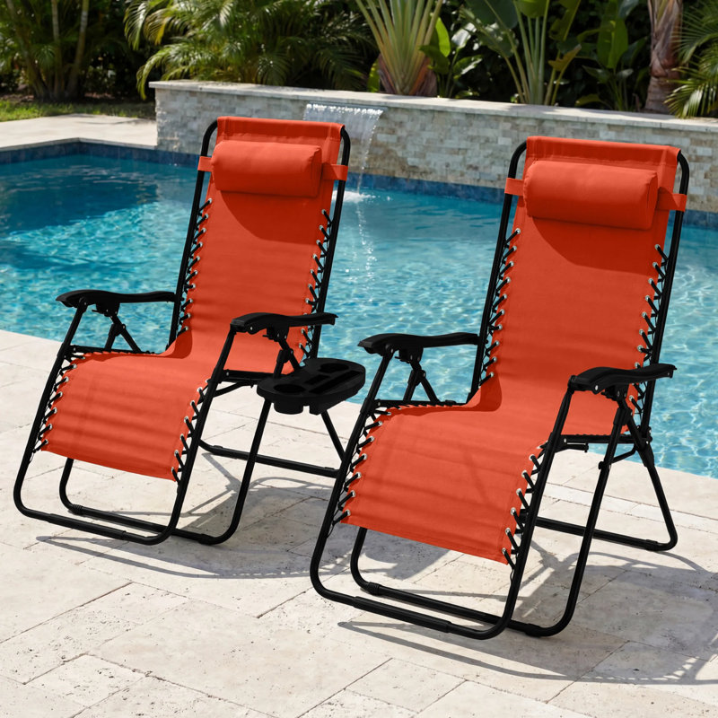 Set Of 2 Zero Gravity Patio Chair, Burnt Orange