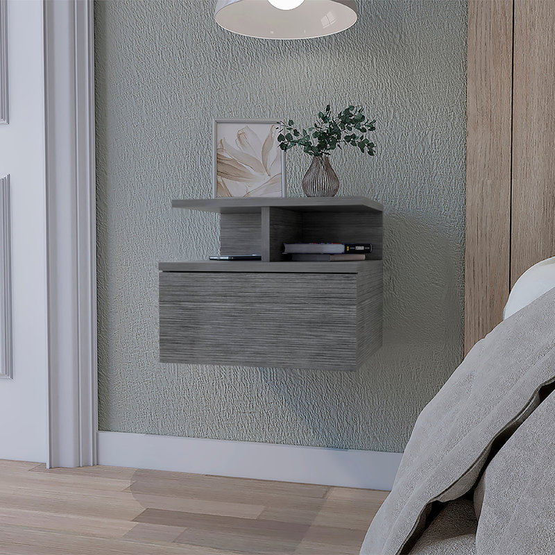 Table de chevet Flopini, chambre à coucher, Chêne fumé