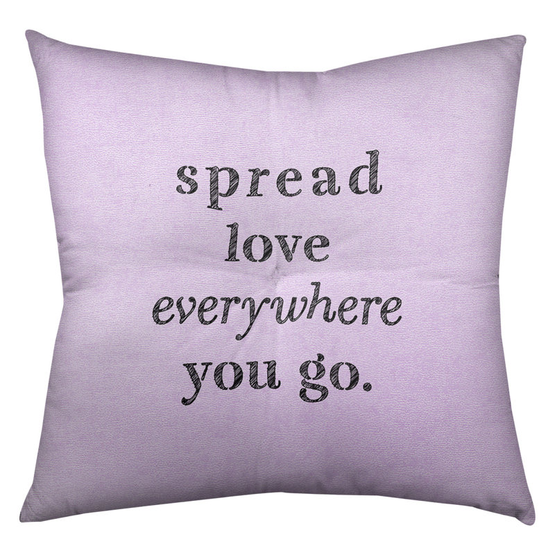 Coussin intérieur / extérieur Spread Love, Mauve / Noir, 30 po x 30 po