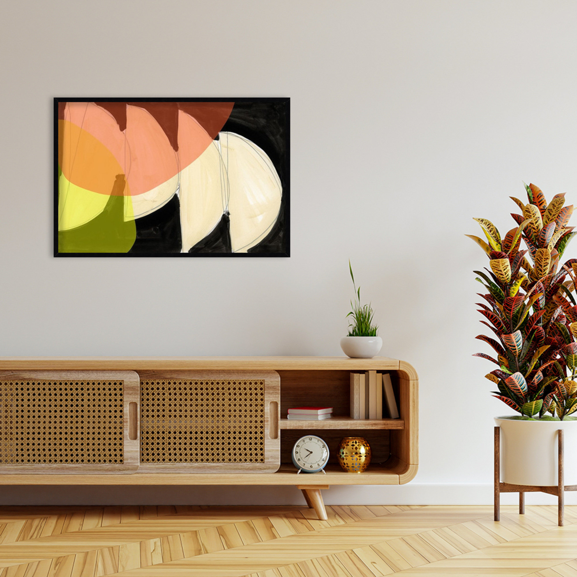 Four Semi Moons I by Gilpin Wood Framed Wall Art Print, 28" H x 41" W, Black