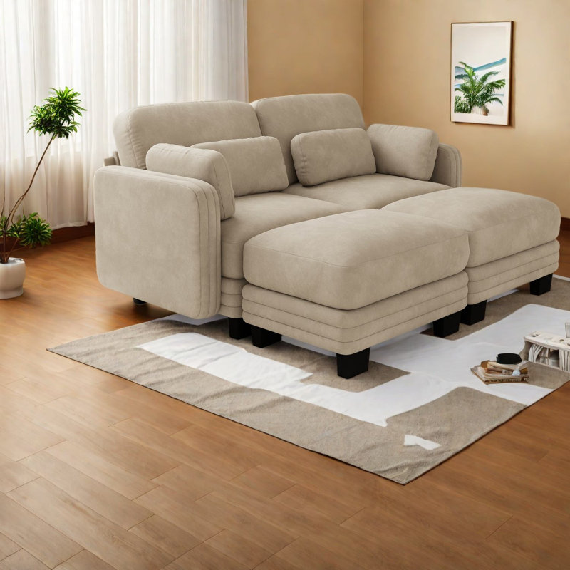 Canapé d'angle modulaire à compression, chenille camel, canapé moderne pour appartement