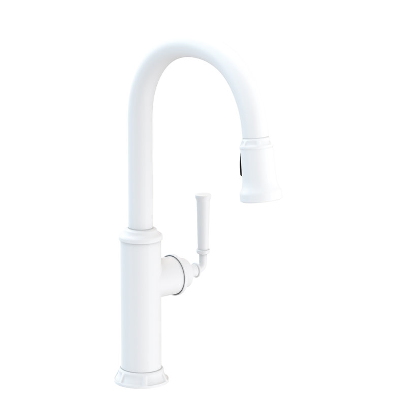 Gavin Single Handle Pull Down Kitchen Faucet, Matte White