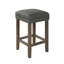 Ensemble de table de salle à manger 3 pièces de style transitionnel 1X Table 2X Tabouret Siège rembourré Garniture cloutée Port USB Finition grise et grise brossée-1077655026