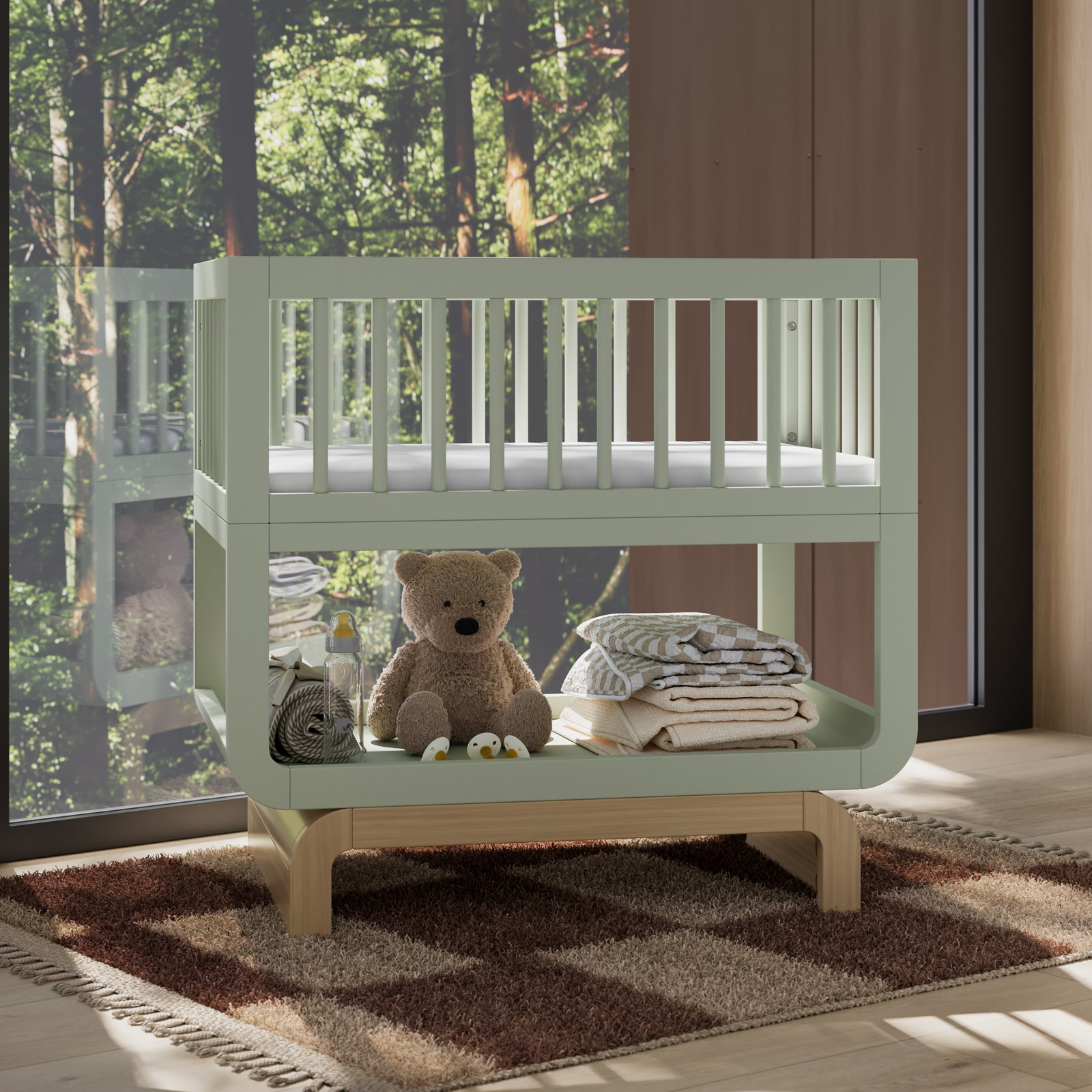 Santorini Convertible Bassinet, Sage/Driftwood