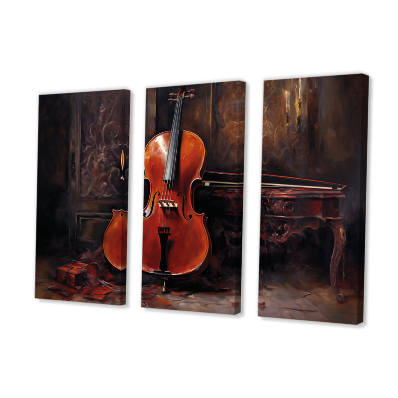 «Cello Charisma Deep Burgundy V», ensemble d'art mural musical, H 40 po x l 60 po