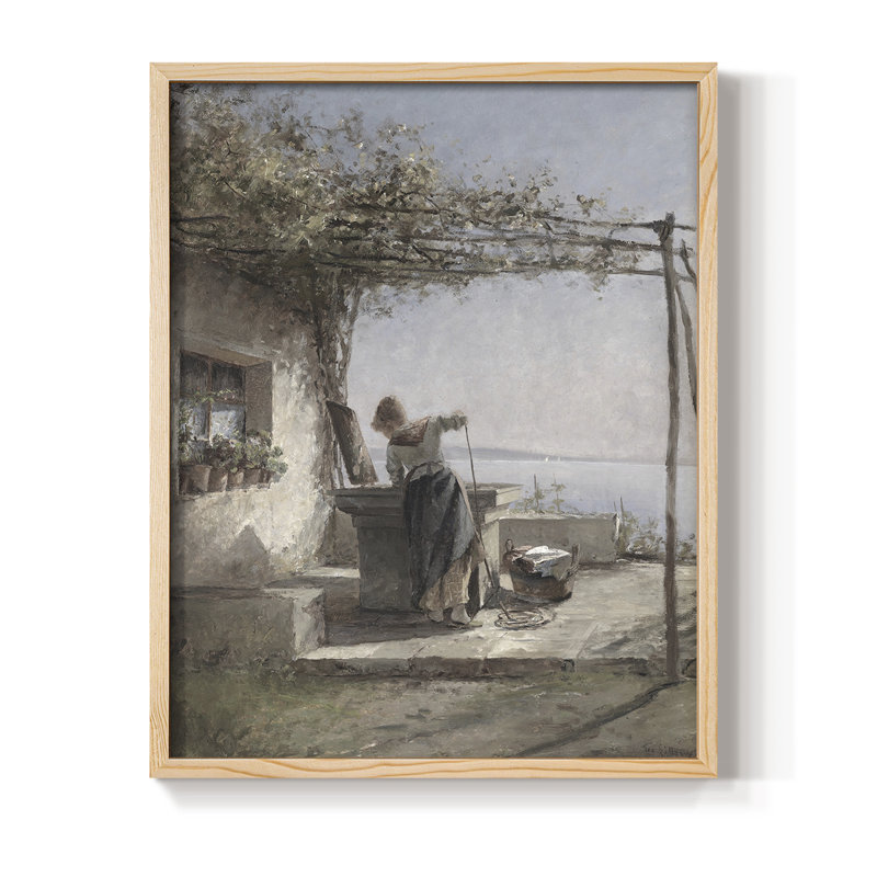 «Vintage Landscape Cxxi», reproduction encadrée - bois massif, Naturel, H 21 po x l 17 po