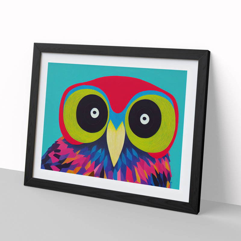 Bold Abstract Owl Vol.1 1 Piece Single Picture Frame Wall Art, 34cm H x 46cm W x 2cm D, Black Framed