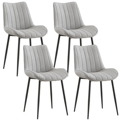 Ensemble de 4 chaises de salle à manger en velours, chaises seau rembourrées modernes avec pieds en métal noir, chaises d'appoint contemporaines pour la salle à manger