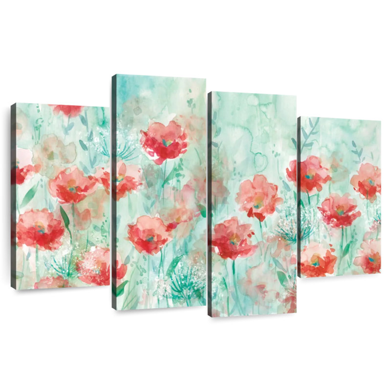 Harnek coquelicots et reine Anne, H 22 po x l 36 po