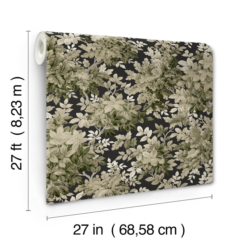 Greenwood Moss Deciduous Wallpaper, Green/Black
