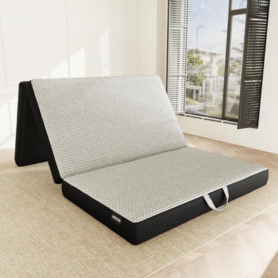 Memory Foam Mattress - Mattress 4 Inch, Trifold Mattress With Washable Cover, Handle & Non-Slip Bottom, Foldable Floor Mattress Guest Bed For RV, Trav by Alwyn Home