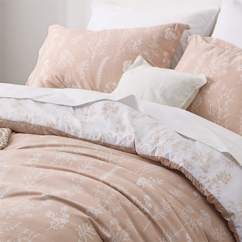 Bedsure Oversize Queen Comforter Set – 3-Piece Dusty Rose Botanical Floral Bedding, Reversible Soft Comforter with 2 Pillow Shams, Perfect for Spring Refresh & Cozy Bedroom Decor