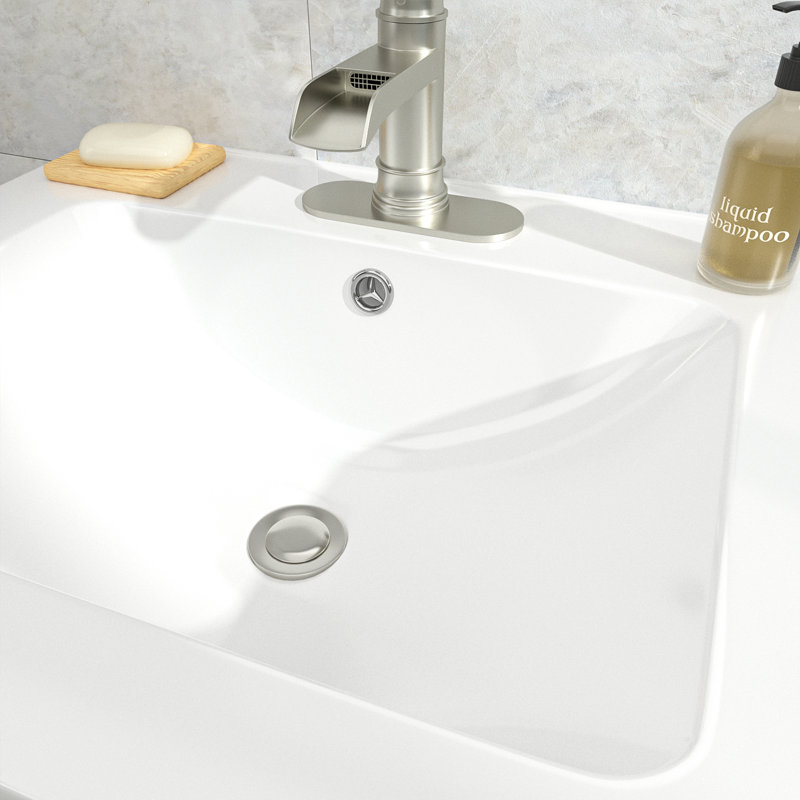 Lavabo de salle de bain 24 po x 19 po avec trou pour robinet et trop-plein (comptoir seulement)