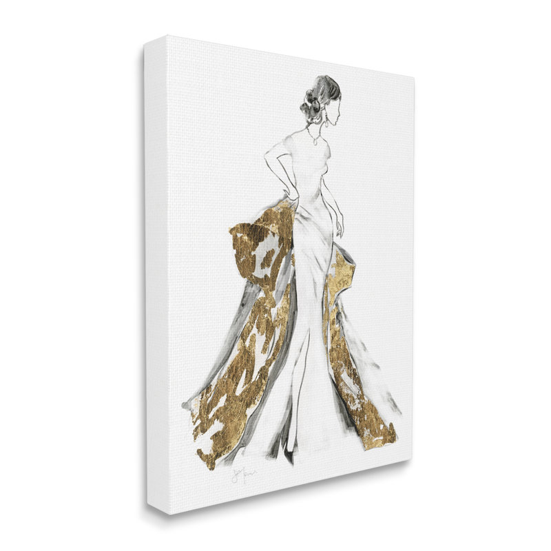 «Elegant Fashion», robe de soirée glamour par Janet Tava - impression, H 48 po x l 36 po, Toile tendue