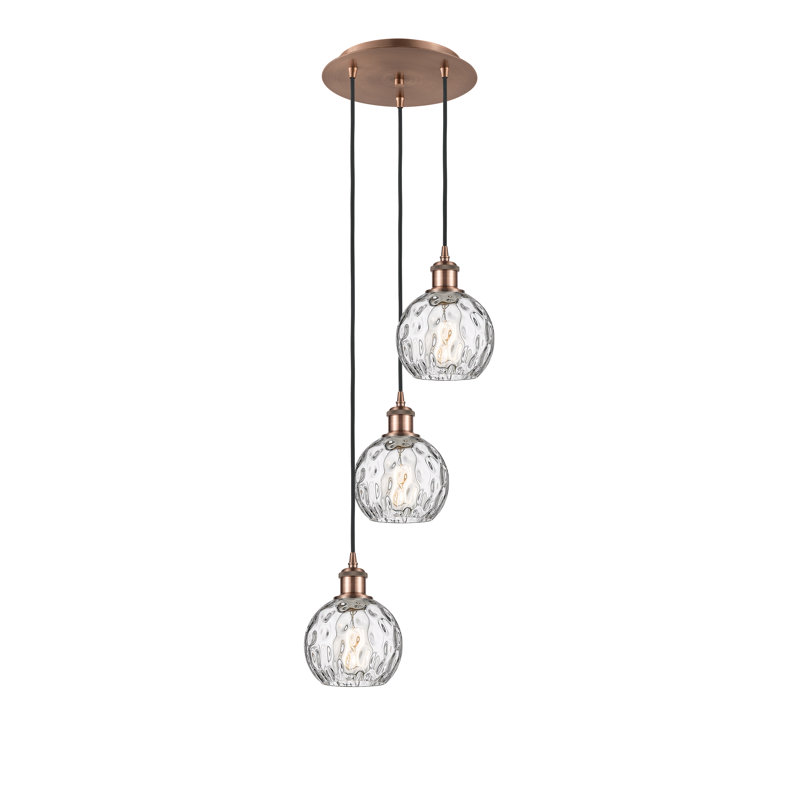 Luminaire suspendu en grappe à 3 lumières Cindi, H 18 po x l 12,75 po x P 12,75 po, Cuivre antique