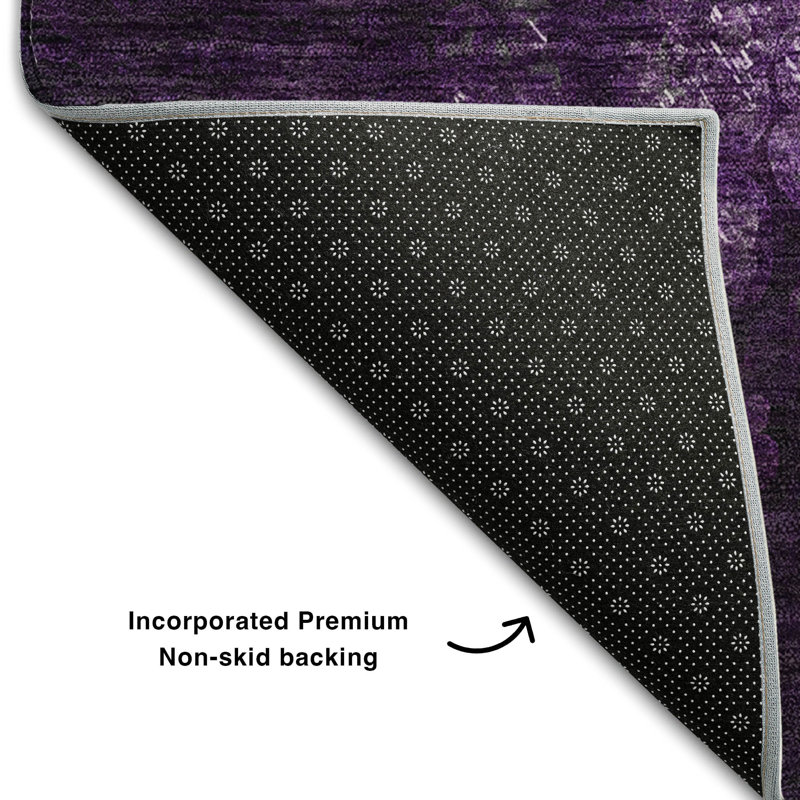 Premium Purple Microfiber Machine Washable Rectangular Rug