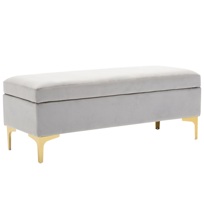 Noa 46.5" Wide Velvet Flip Top Storage Bench, Gray Velvet