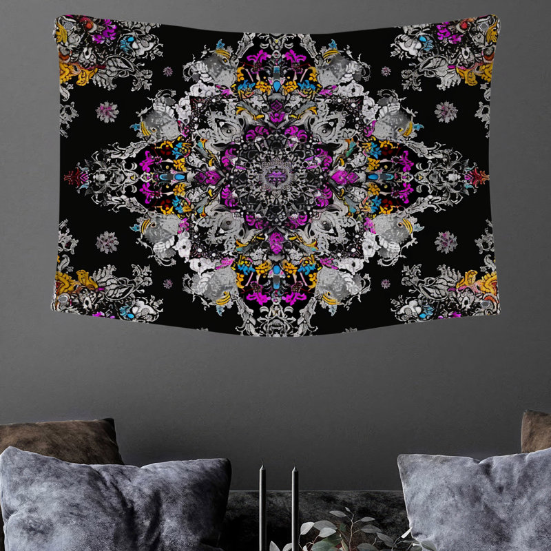 Tapisserie murale Mandala Design - Décoration murale géométrique, H 68 po x l 80 po