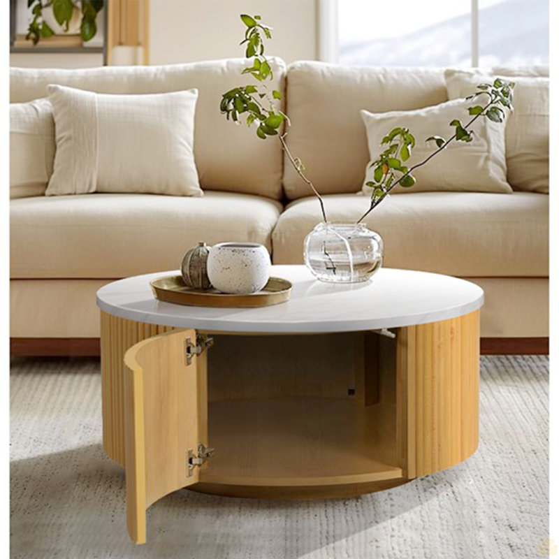 Table basse en faux marbre avec rangement