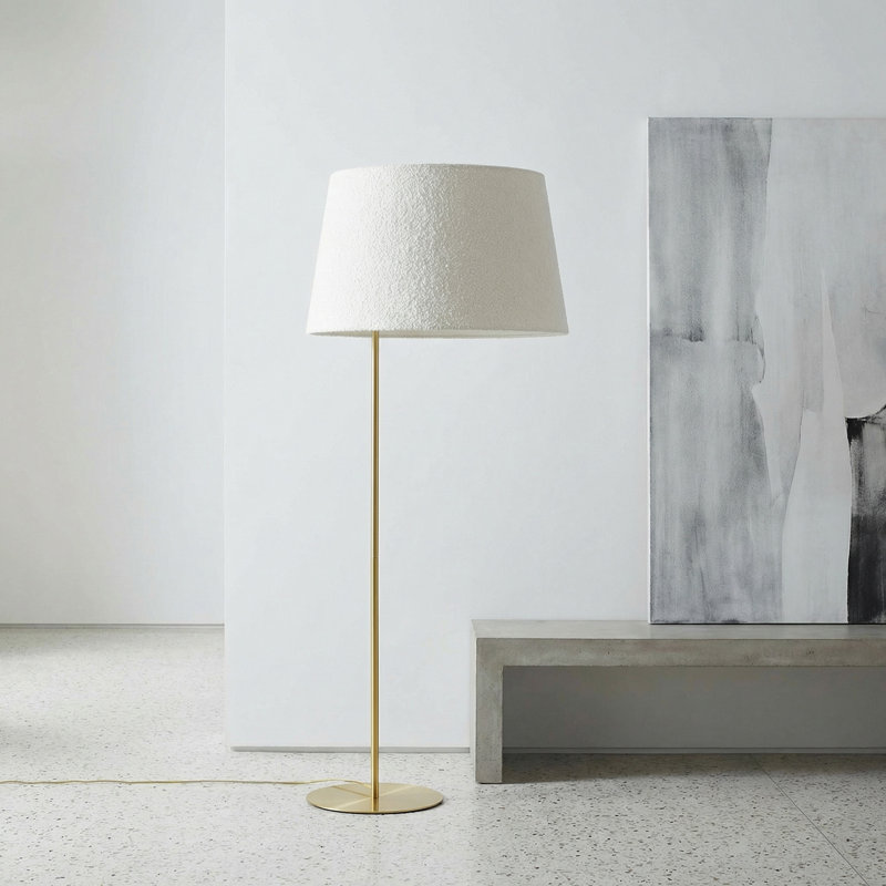 Lampe sur pied 1 lumière Dalia - Laiton vieilli - Abat-jour blanc