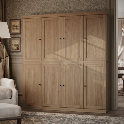 Palace Imports 100% Solid European Hardwood Oak Dining Room Cabinet – 64" Wide, 71.5" Tall, Modular Design with Shaker Doors