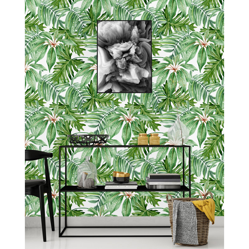 Panneau de papier peint adhésif Wadhurst Jungle Leaves, L 75 po x l 25 po
