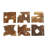 Arlo Teak Wood Handmade Live Edge Wood Slab Abstract Brown Wall Decor Set