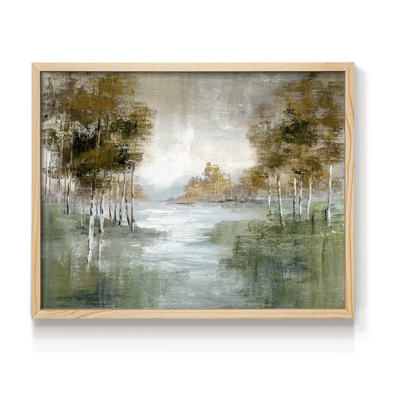 Fall Birch River -Framed Print - Restickable, Natural, 11" H x 14" W