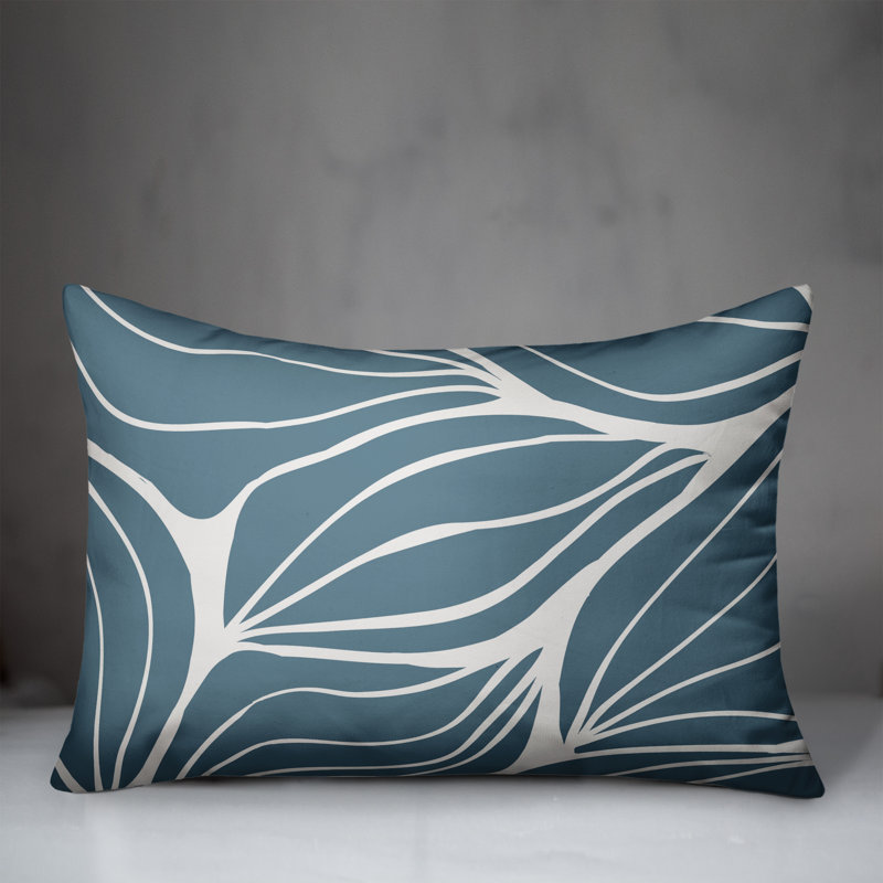 Floral Outdoor Reversible Throw Pillow, Blue