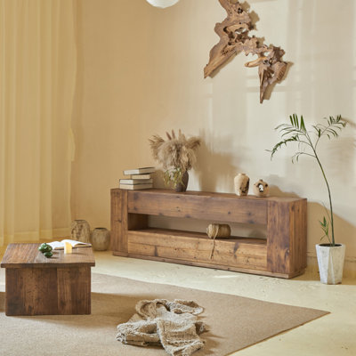 Wabi-sabi retro solid wood TV cabinet