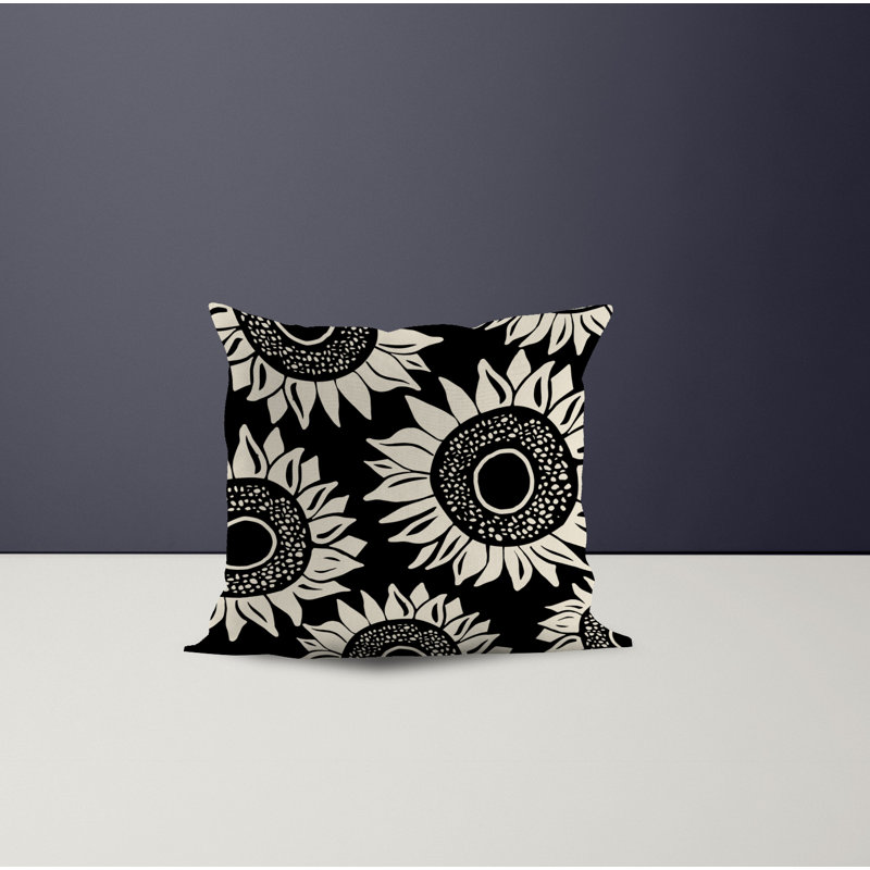Jeté carré en polyester intérieur / extérieur, Noir, L 15 po x H 15 po