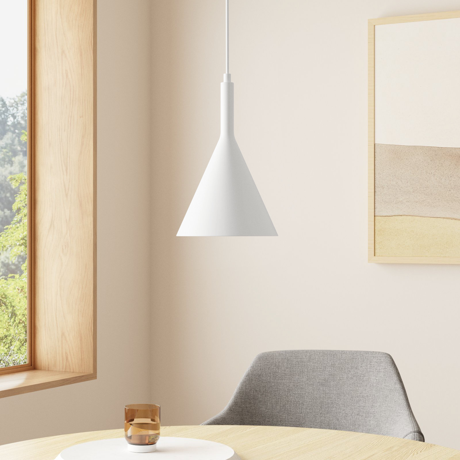 Laroche Dimmable Dome Single Light Pendant, 12.5" H x 7.75" W x 7.75" D, Matte White