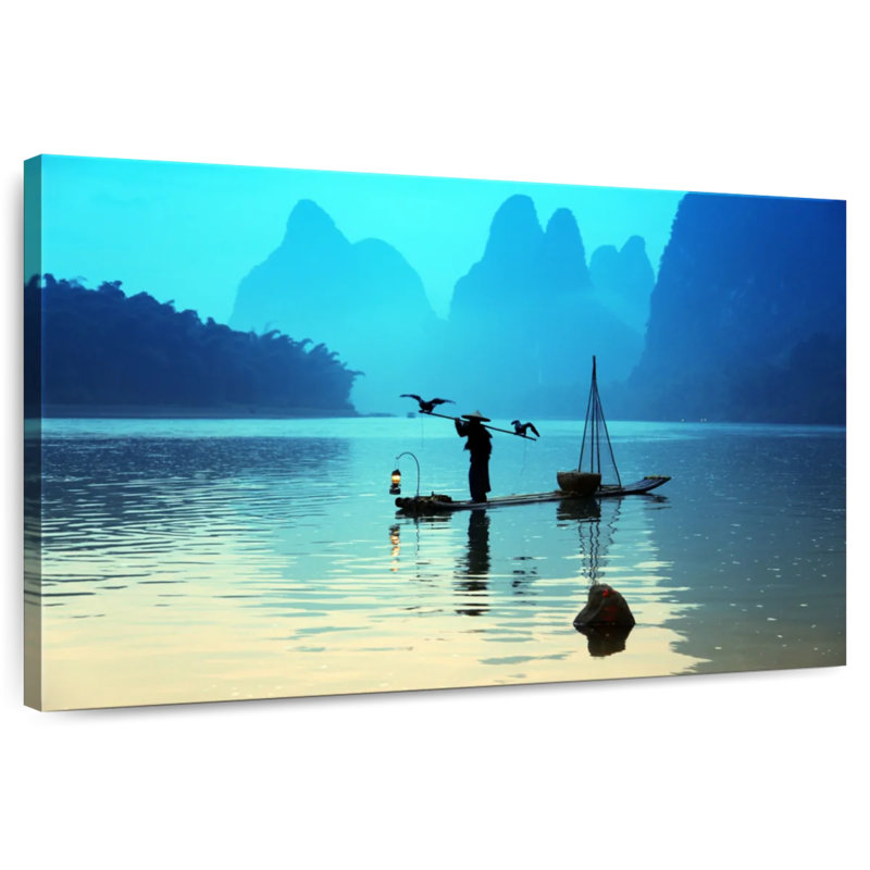 Ravi River Li Cormorant Fishing, 24" H x 36" W