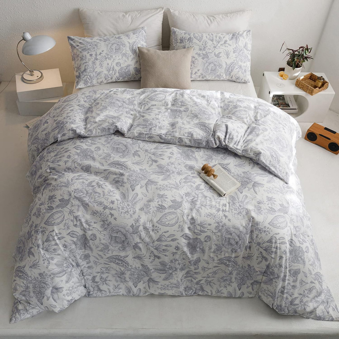 3 PCS Mini Leaves Duvet Cover Ultra Soft & Breathable Comforter Cover