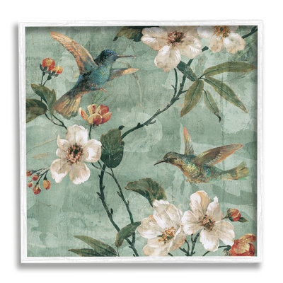 Az-501-Framed " Apple Blossoms And Birds " by Reneé Campbell