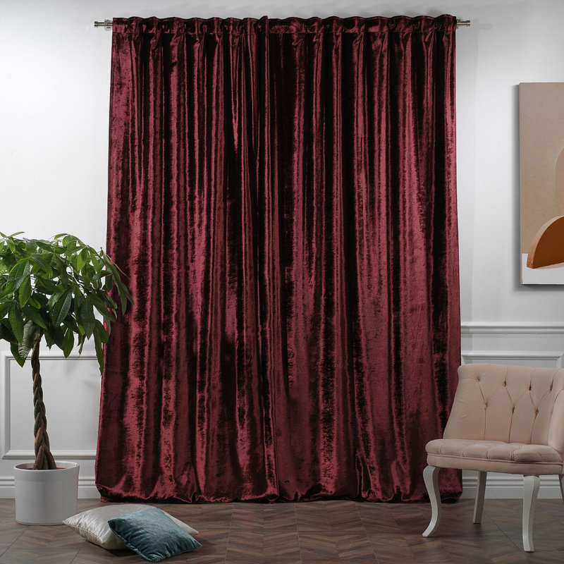 Room Darkening Single Curtain Panel, Dark Red, 260cm Width x 295cm Drop