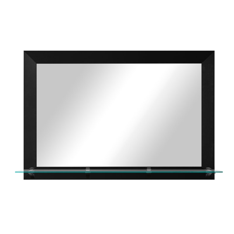 Takiah Flat Wall Mirror, 32.50" x 36", Black