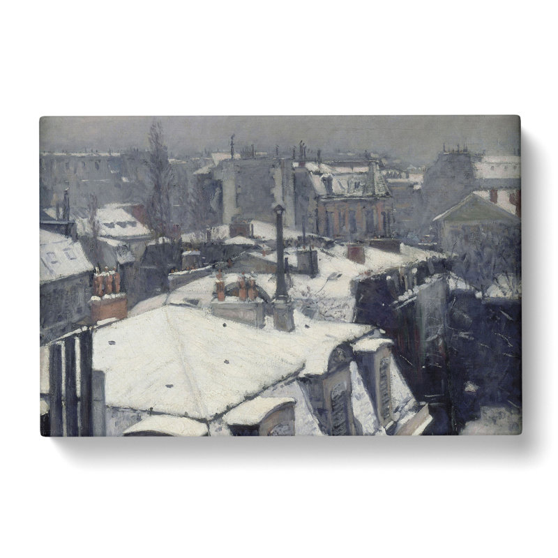 Rooftops In The Snow Vol.2 by Gustave Caillebotte - Wrapped Canvas Painting, 50cm H x 76cm W x 3cm D
